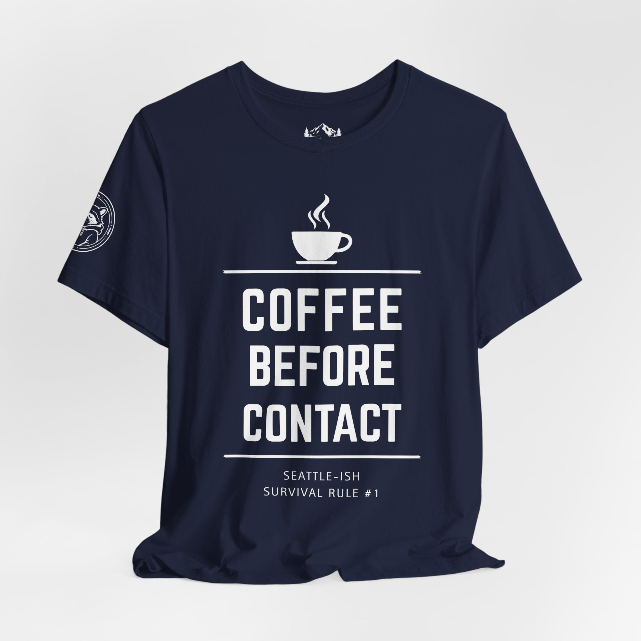 Coffee Before Contact Tee — Funny Morning Coffee Shirt