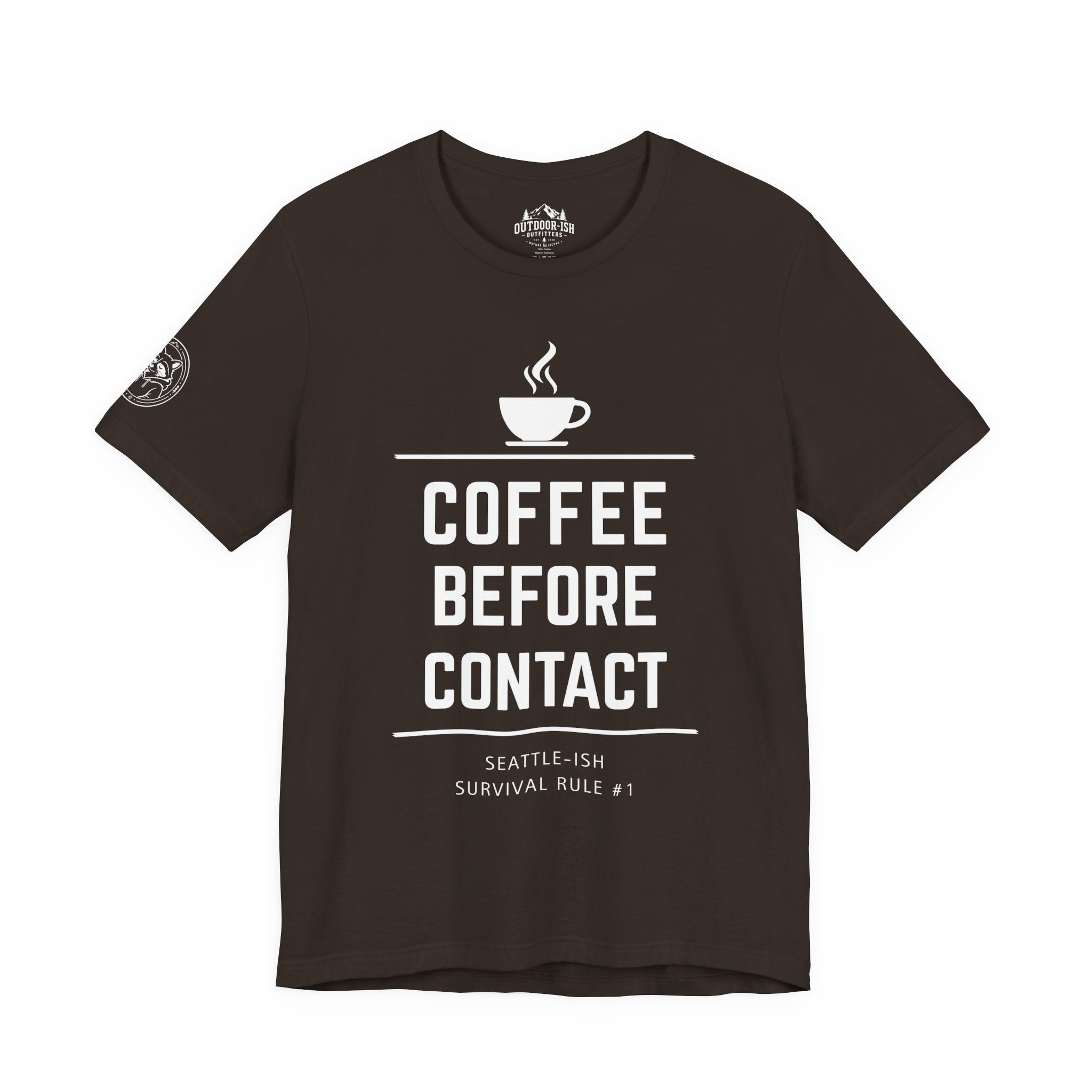 Coffee Before Contact Tee — Funny Morning Coffee Shirt