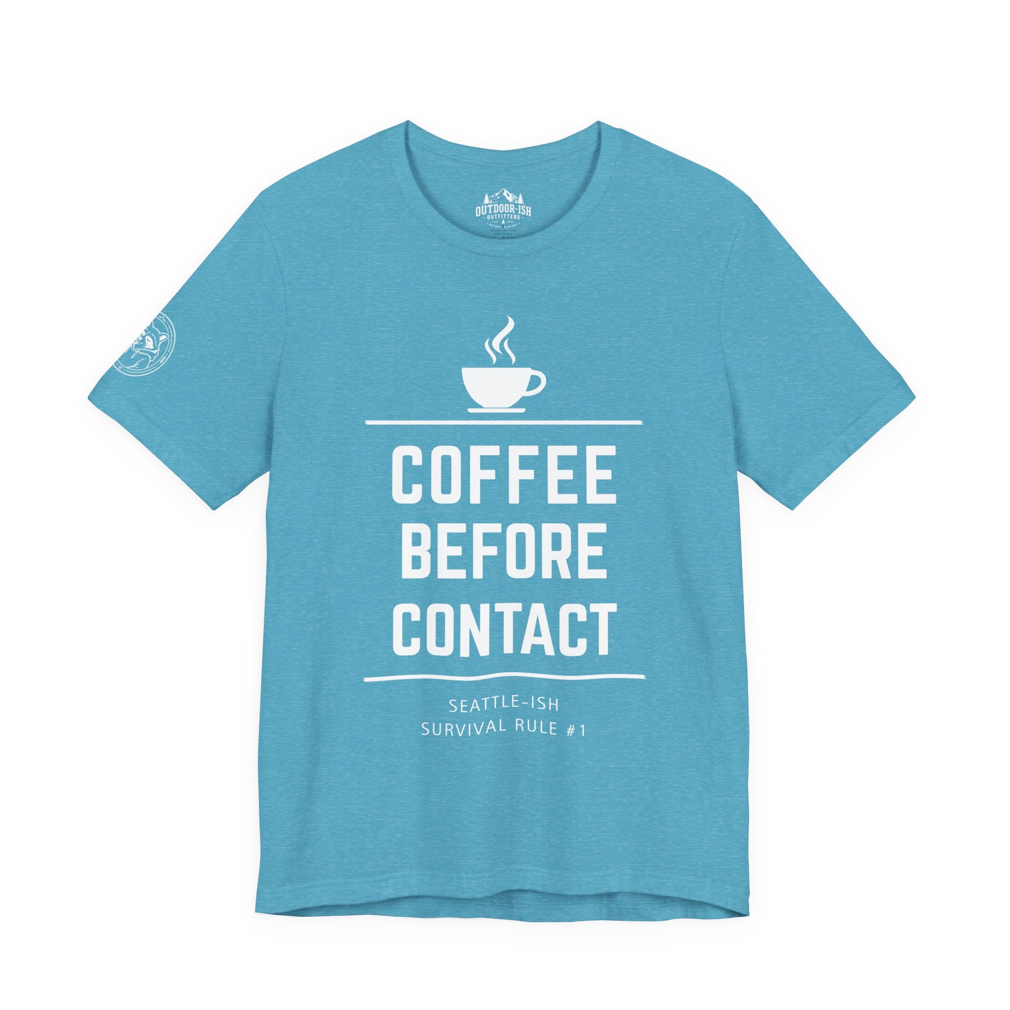 Coffee Before Contact Tee — Funny Morning Coffee Shirt