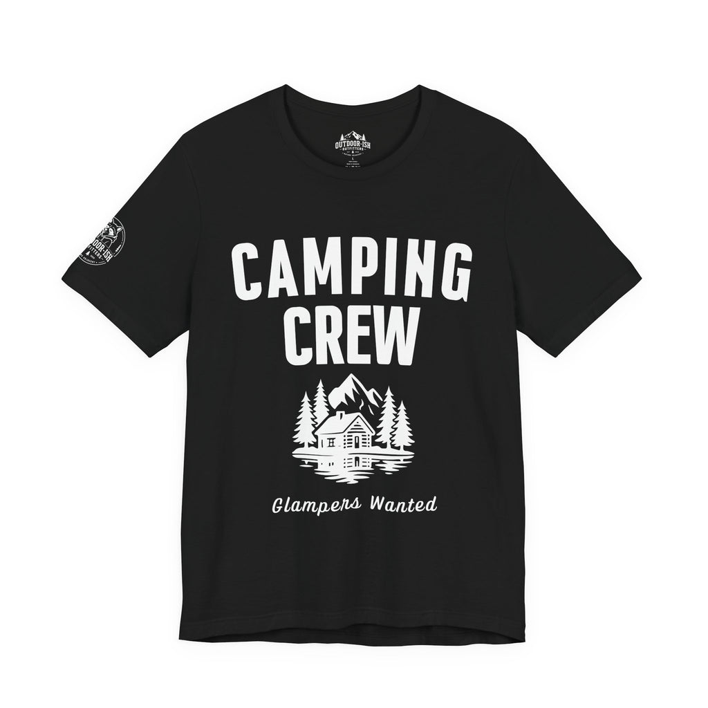 Camping Crew T‑Shirt — 'Glampers Wanted' Graphic Tee for Outdoor Lovers