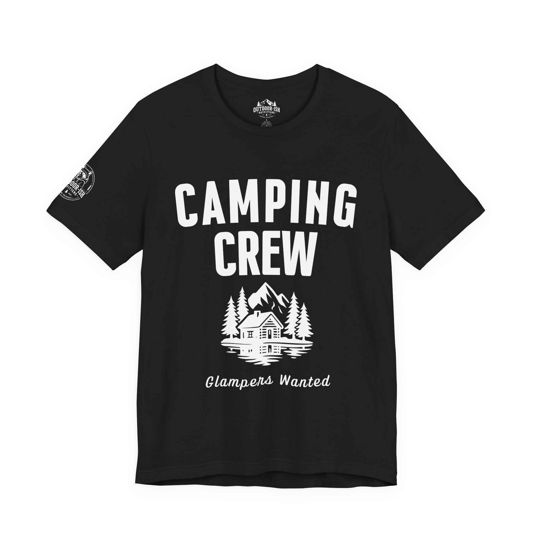 Camping Crew T‑Shirt — 'Glampers Wanted' Graphic Tee for Outdoor Lovers