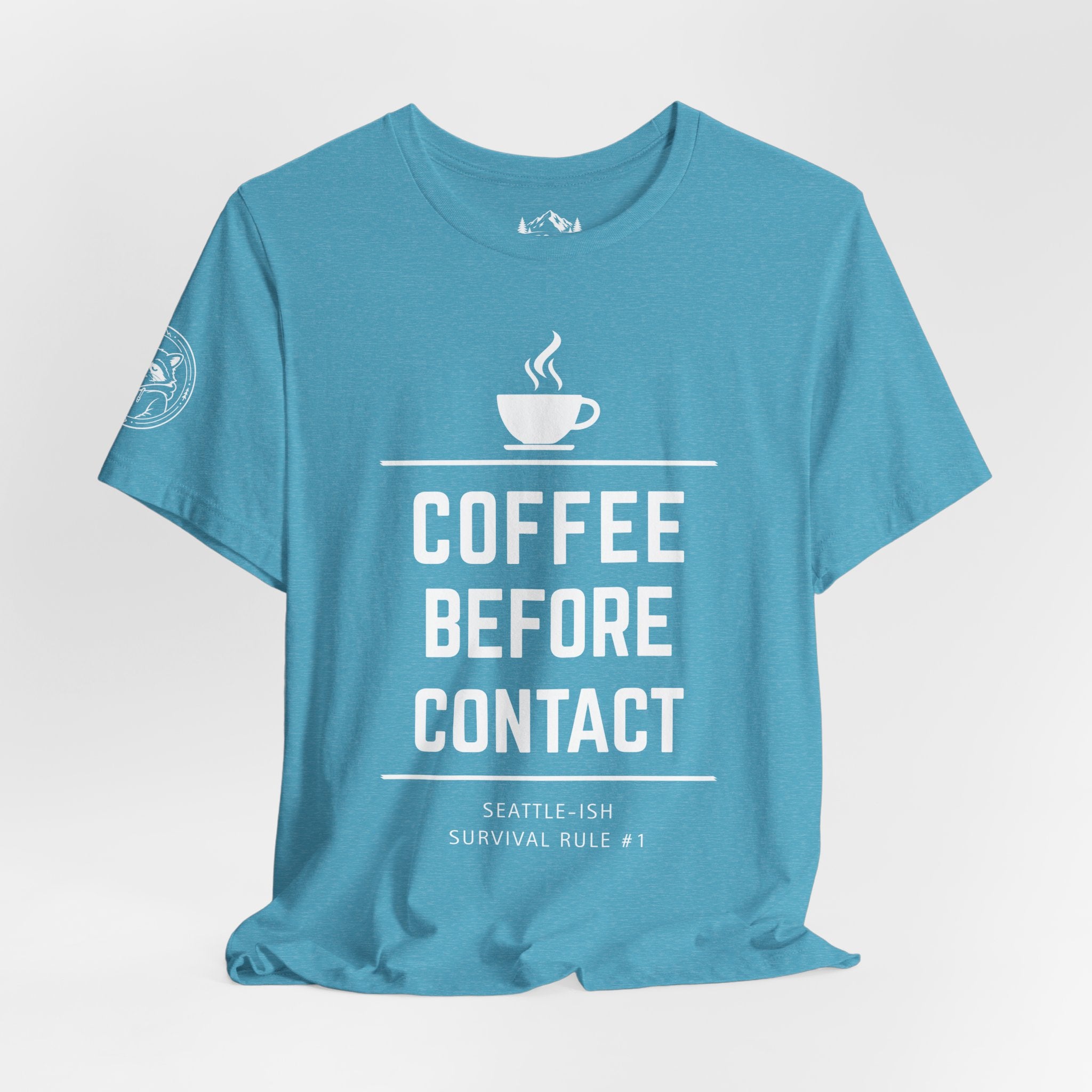 Coffee Before Contact Tee — Funny Morning Coffee Shirt