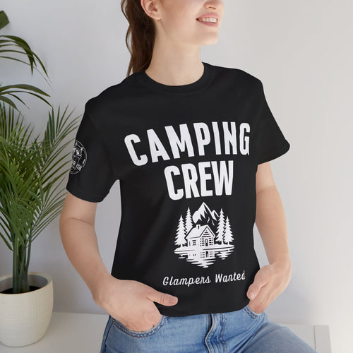 Camping Crew T‑Shirt — 'Glampers Wanted' Graphic Tee for Outdoor Lovers