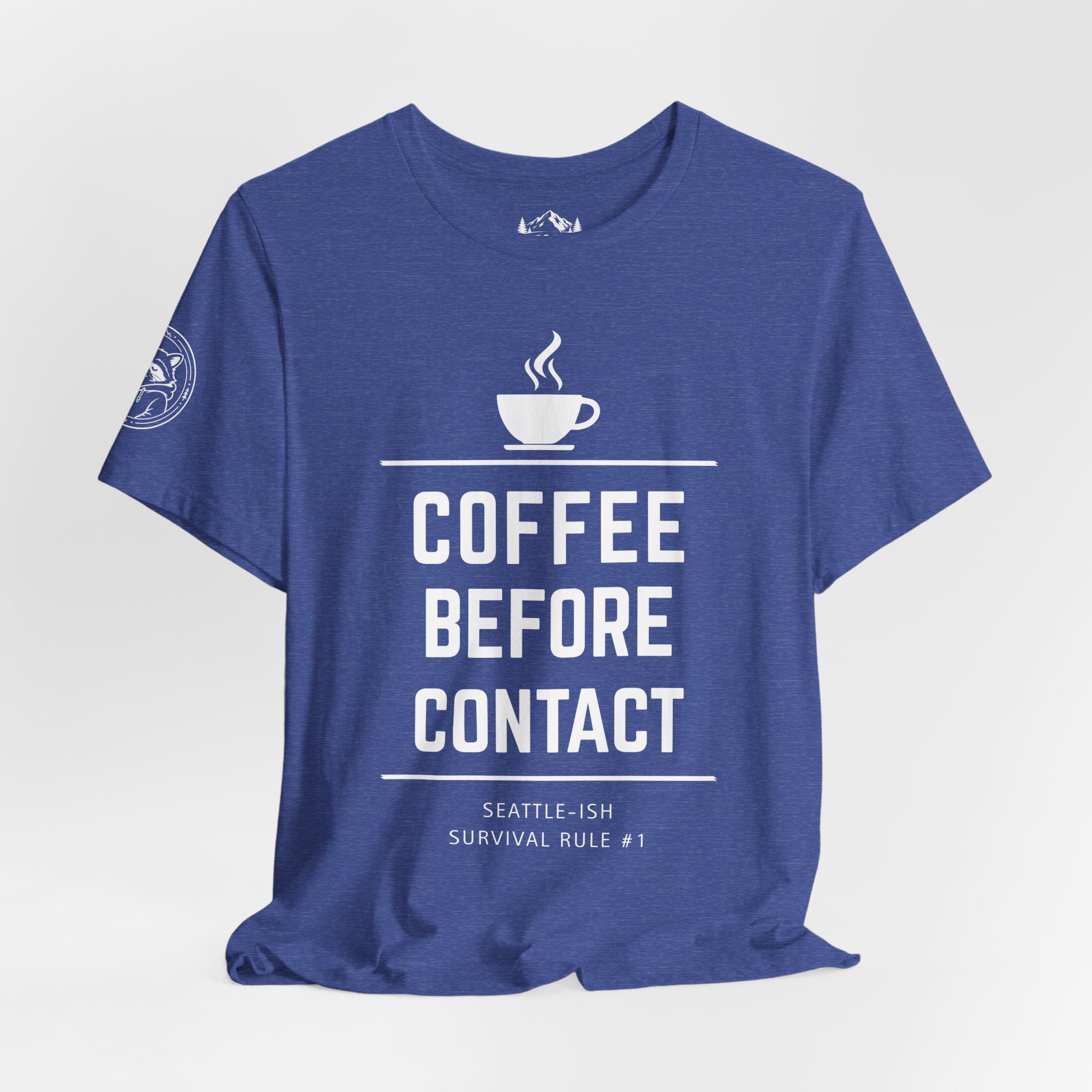 Coffee Before Contact Tee — Funny Morning Coffee Shirt